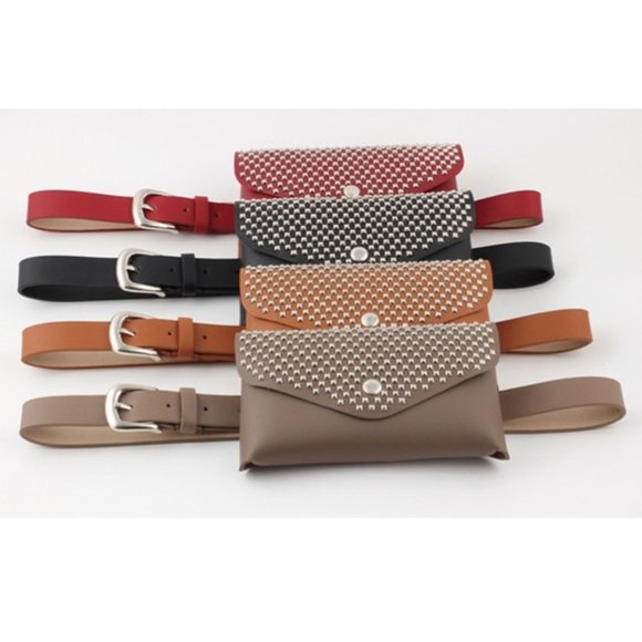 Black Studded Belt Bag Fanny Bag - Picture 5 of 6